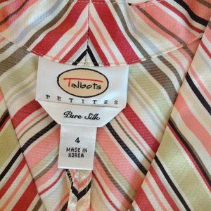 Talbots pink and white silk top